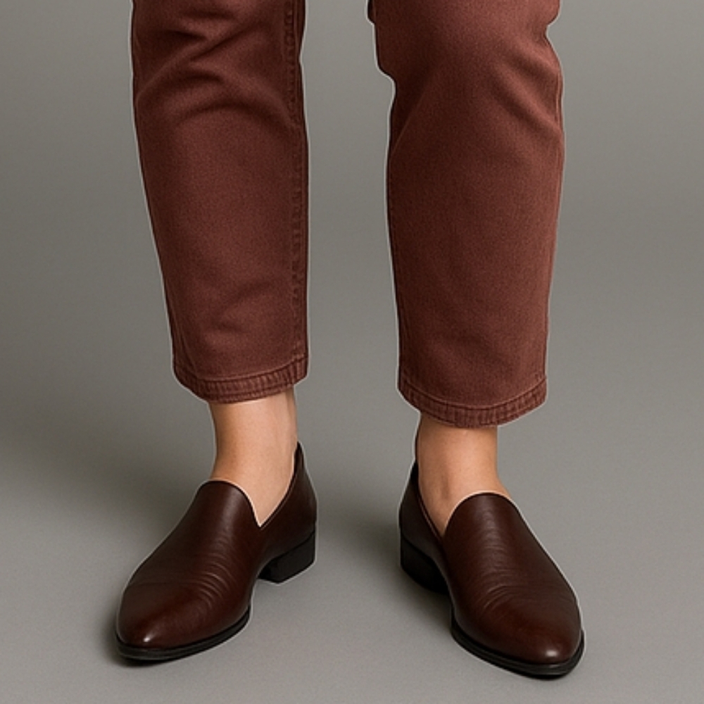 Brown Leather Women Shoes